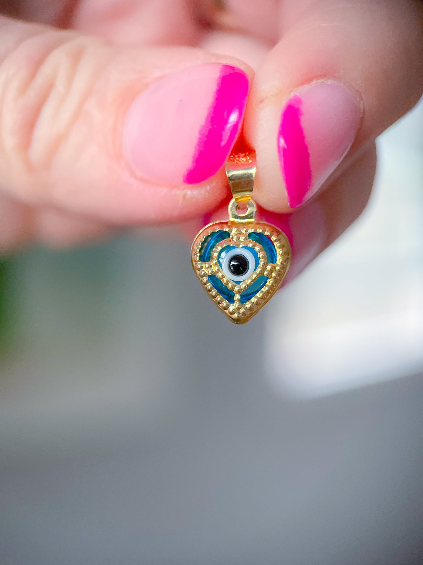 Heart Evil Eye 14k Yellow Gold Charm