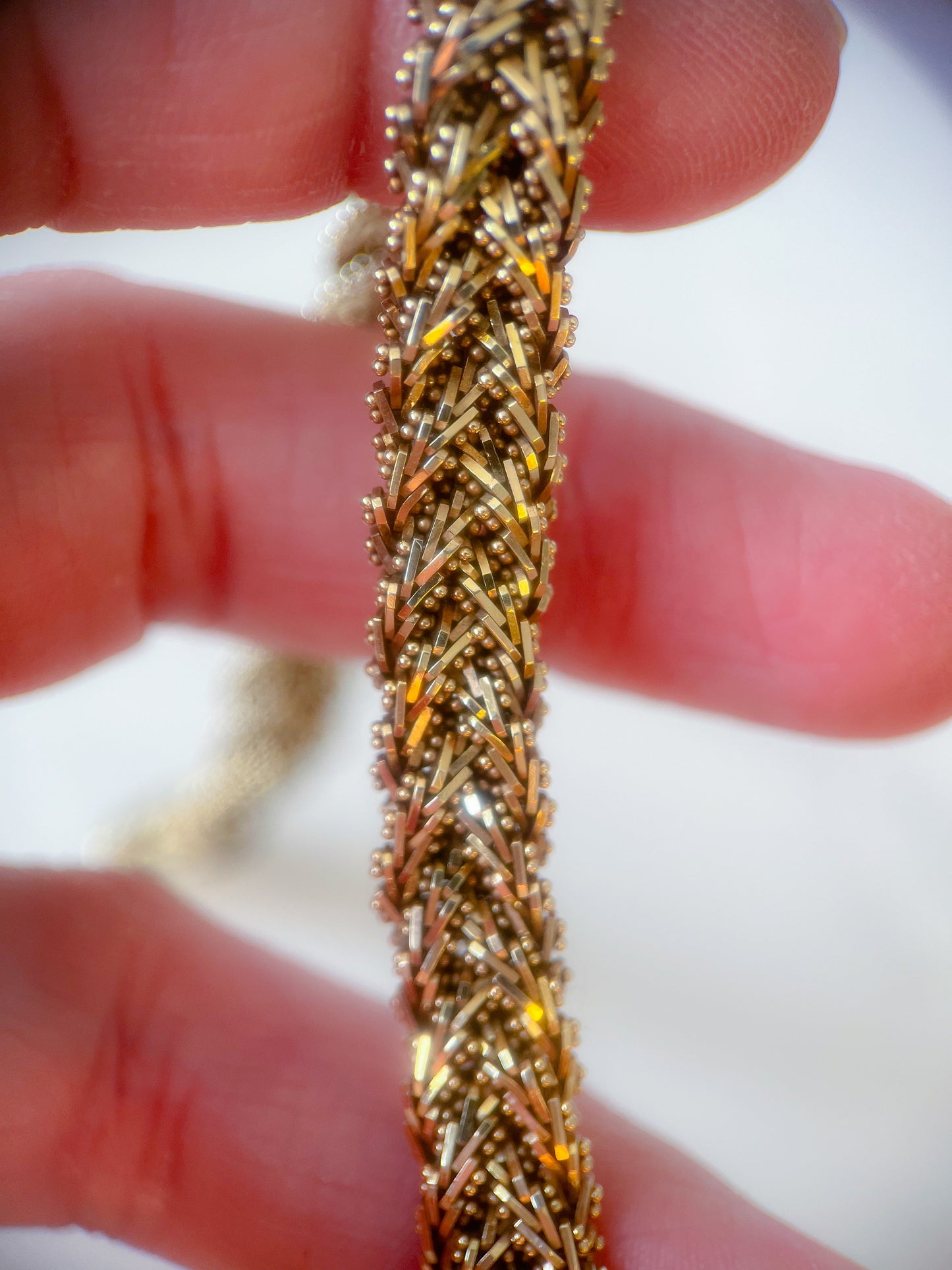 Vintage Weaved 14k Yellow Gold 7 3/4 Inch Bracelet