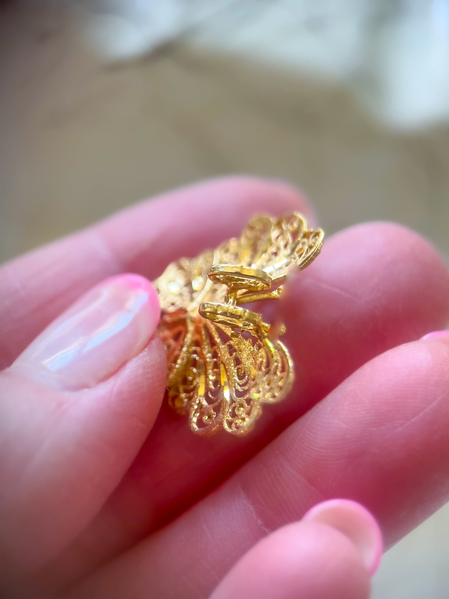 Vintage Butterfly Filigree 14k Yellow Gold Charm