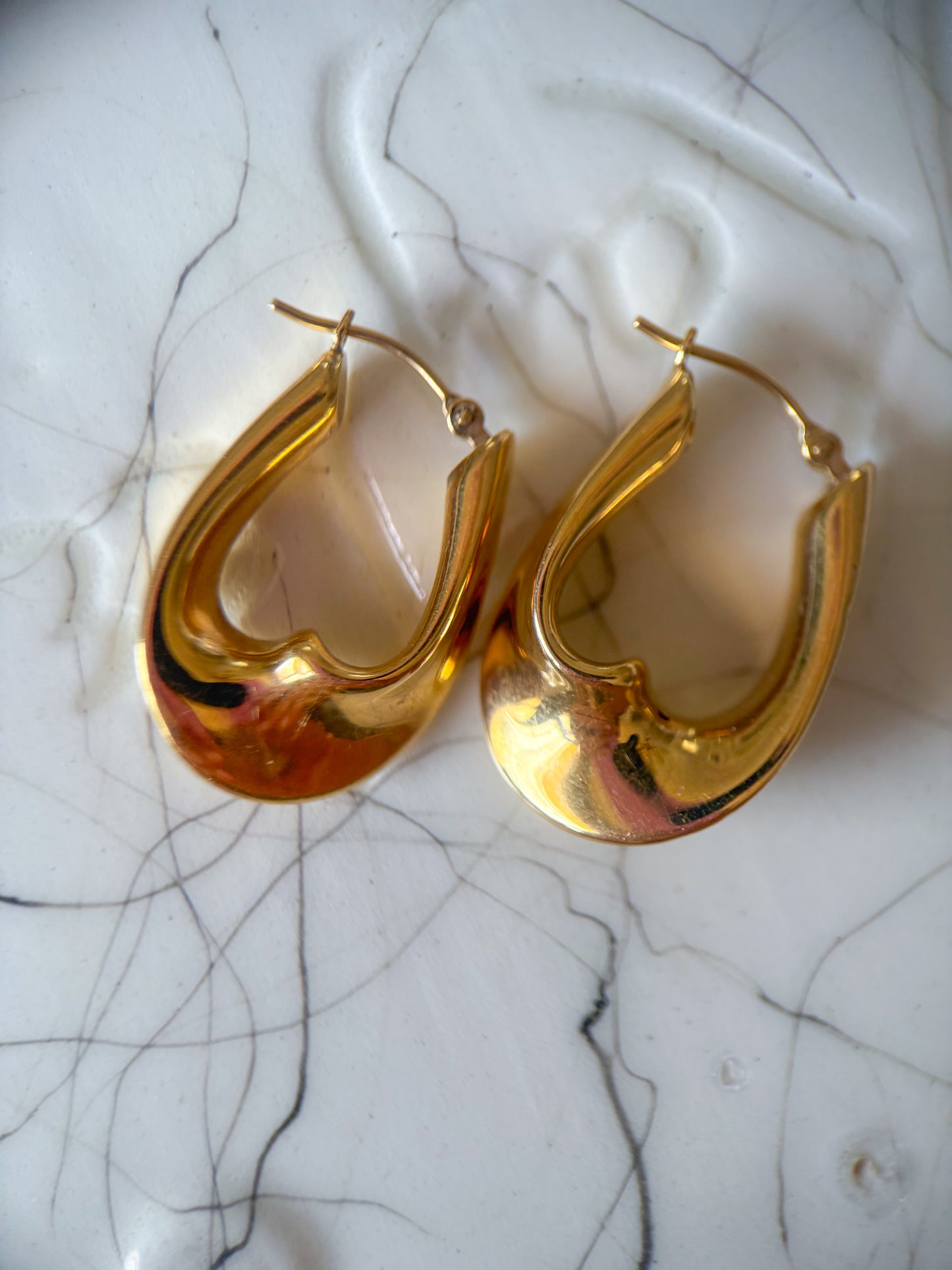 Vintage 14k Yellow Gold Twisted Hoop Earrings