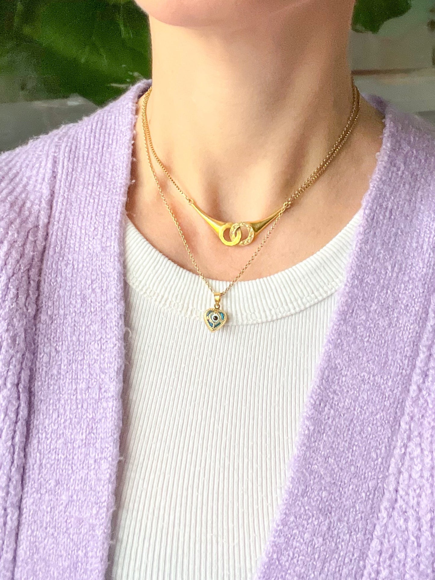 Heart Evil Eye 14k Yellow Gold Charm