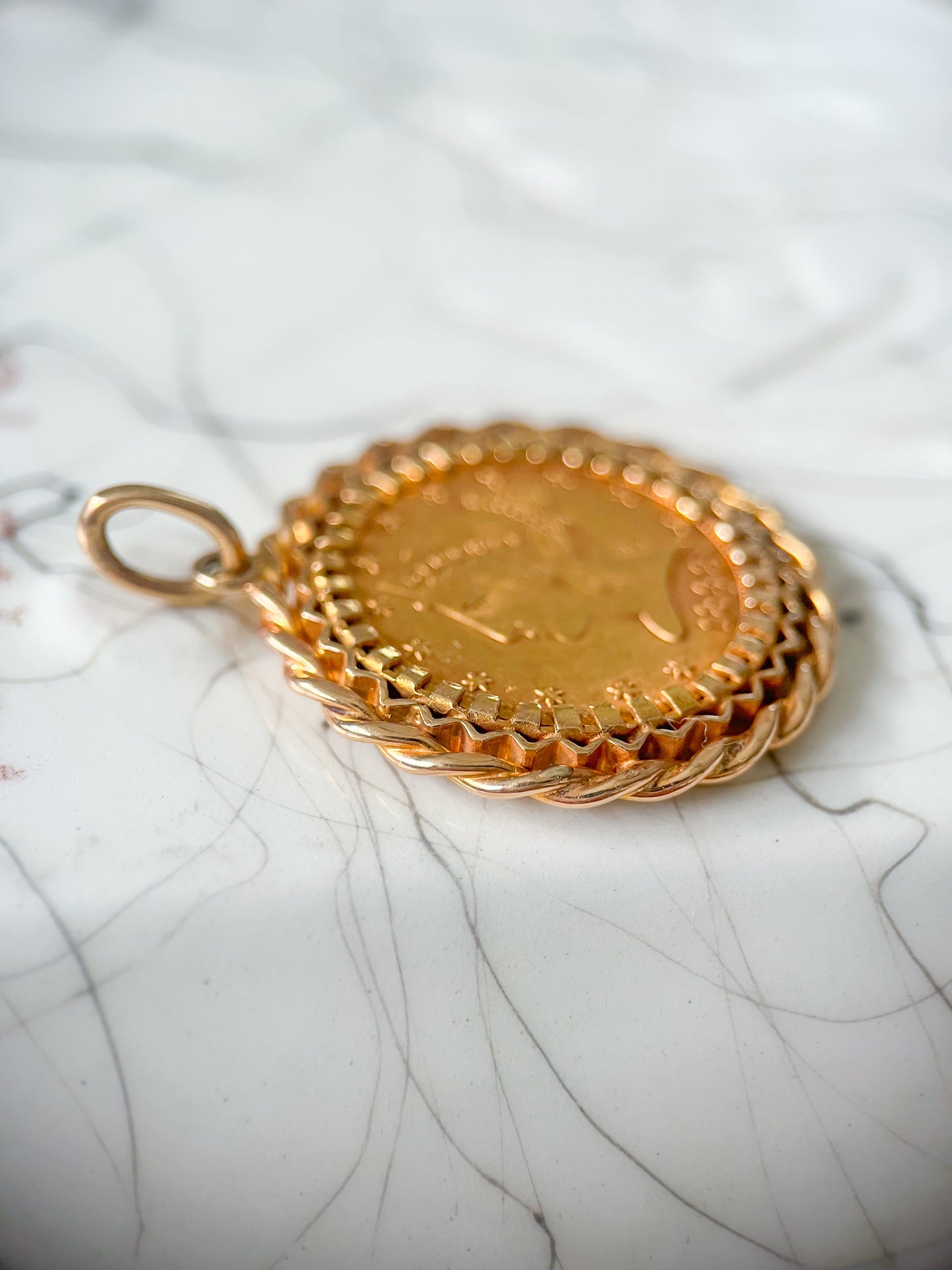 Vintage U.S. Liberty Head 21k Yellow Gold 5 Dollar Coin Pendant