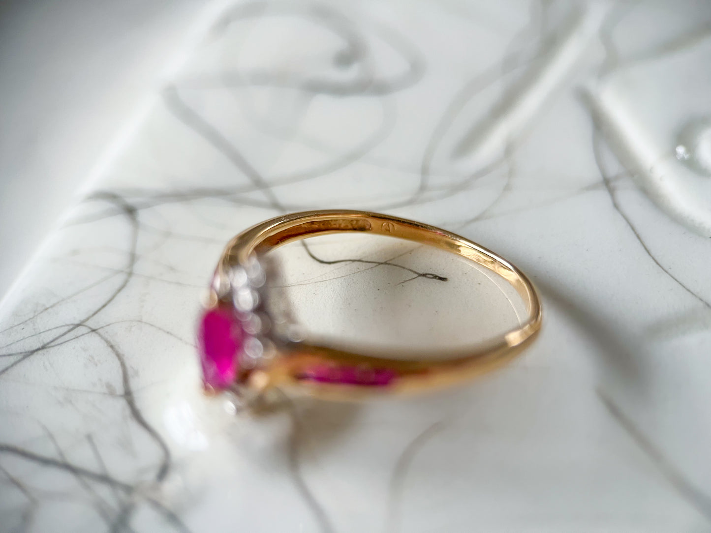 Vintage Natural Ruby and Diamond 14k Yellow Gold Ring
