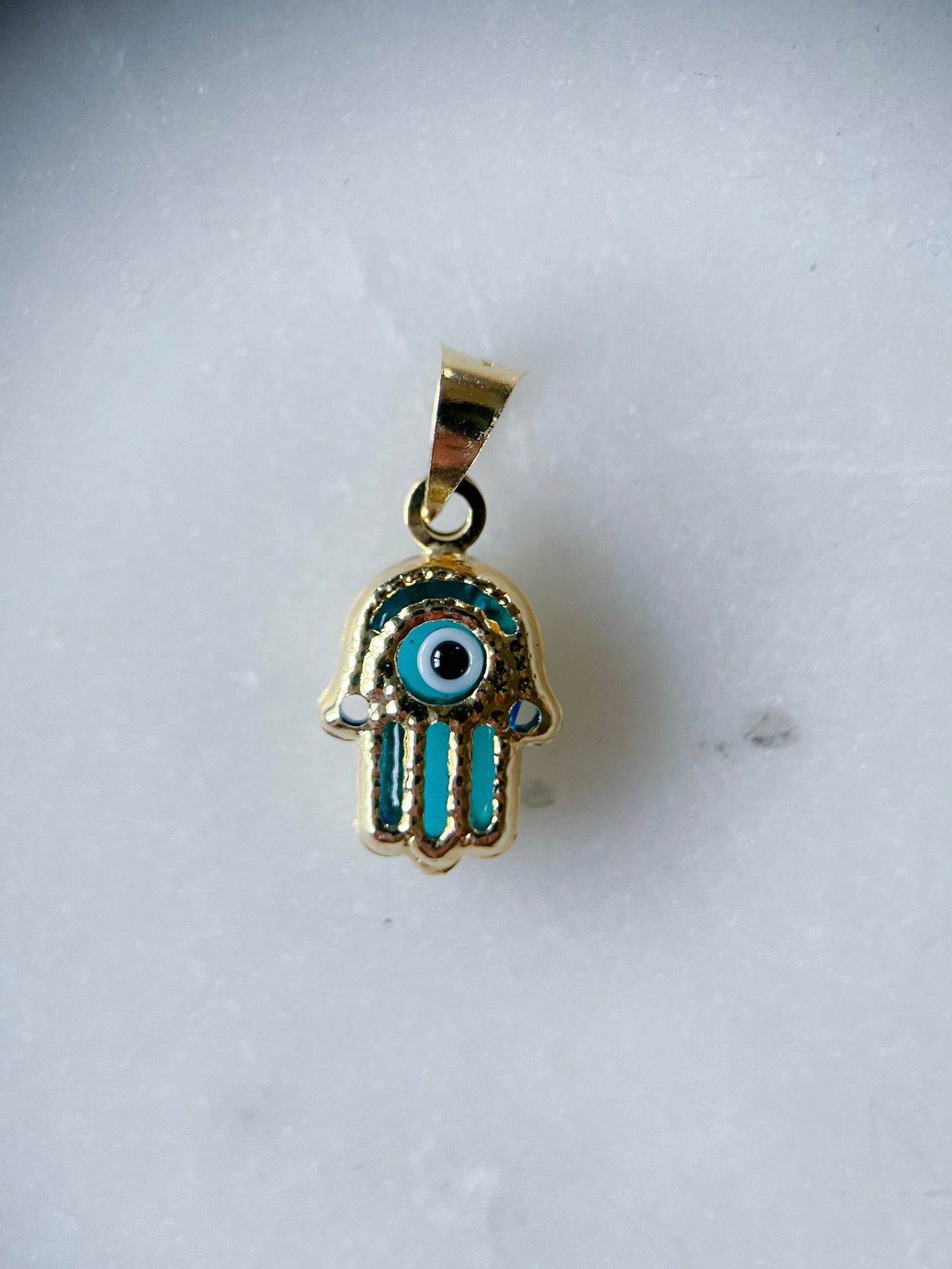 Hamsa Evil Eye 14k Yellow Gold Charm