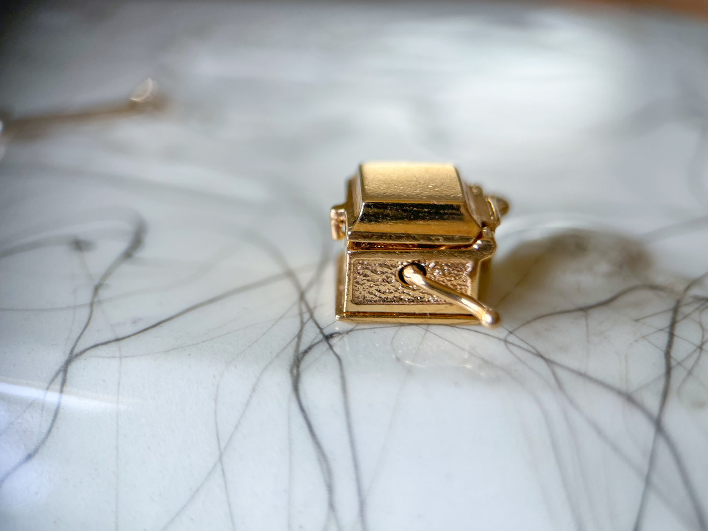 Vintage Music Box 14k Yellow Gold Charm