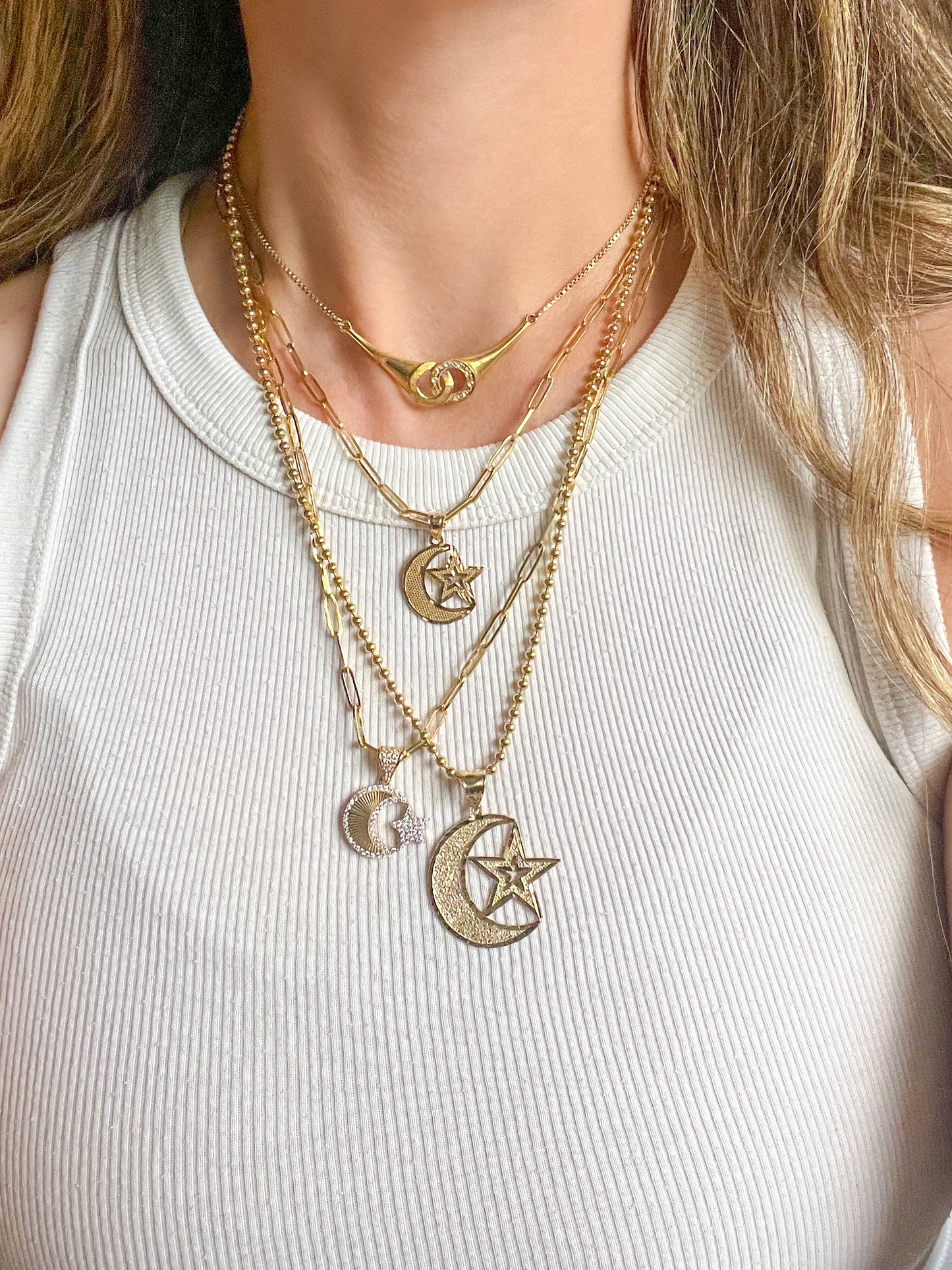 Small Moon and Star 10k Yellow Gold Charm