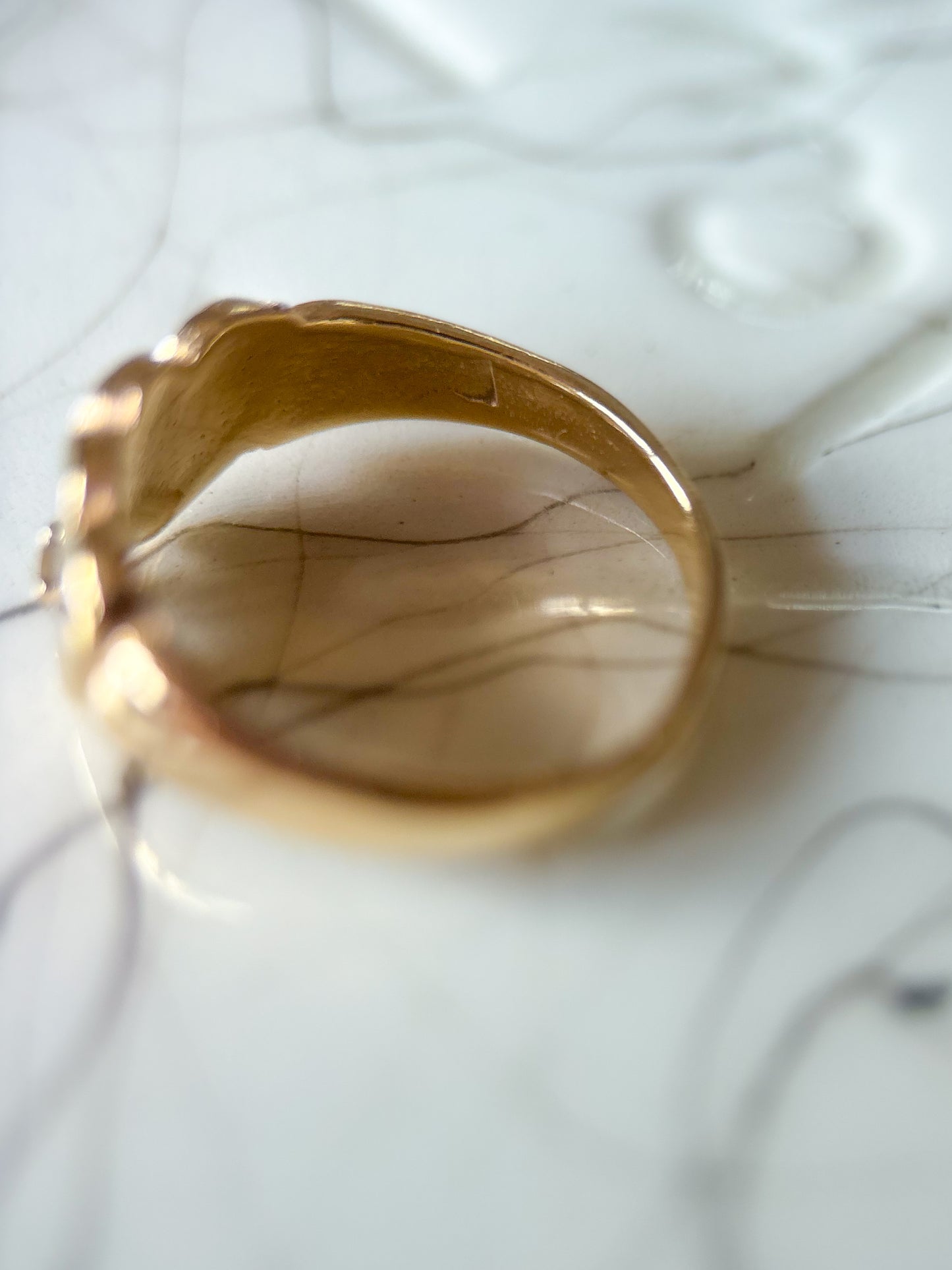 Vintage Double Heart with Natural Diamond 14k Yellow Gold Ring