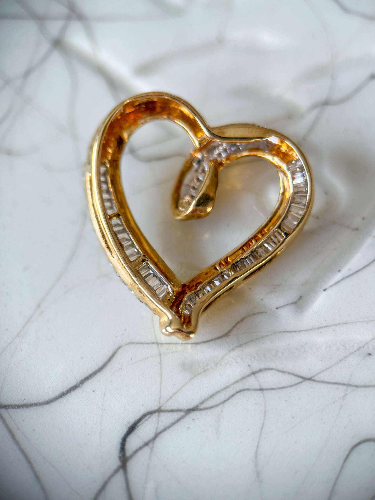 Vintage Natural Diamond Heart 10k Yellow Gold Charm
