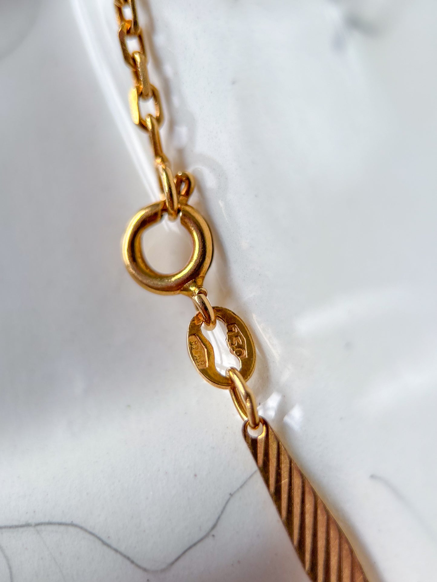 Vintage 18k Yellow Gold Bar Chain 20 Inch Necklace