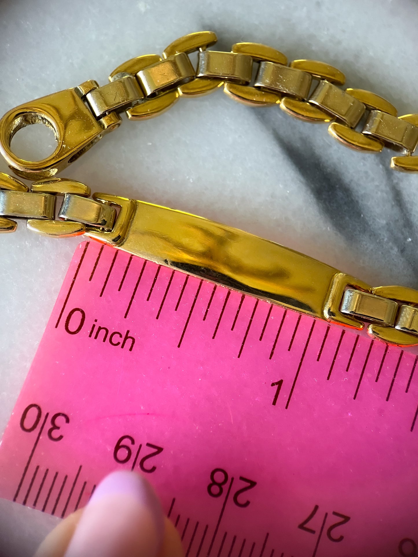 Vintage 18k Yellow and White Gold, Two Toned ID 8.5 Inch Bracelet