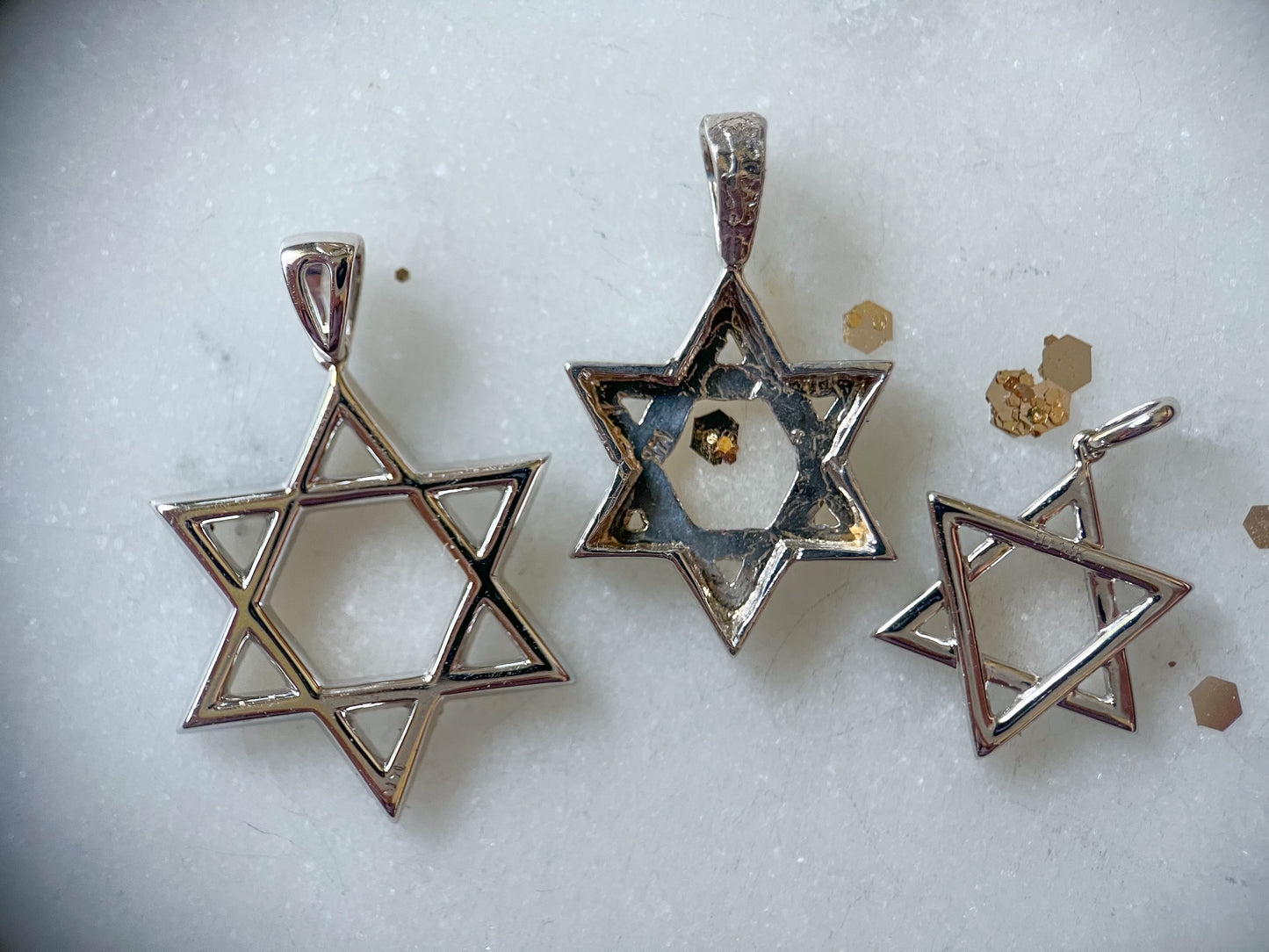 Vintage 14k White Gold Star of David Charm