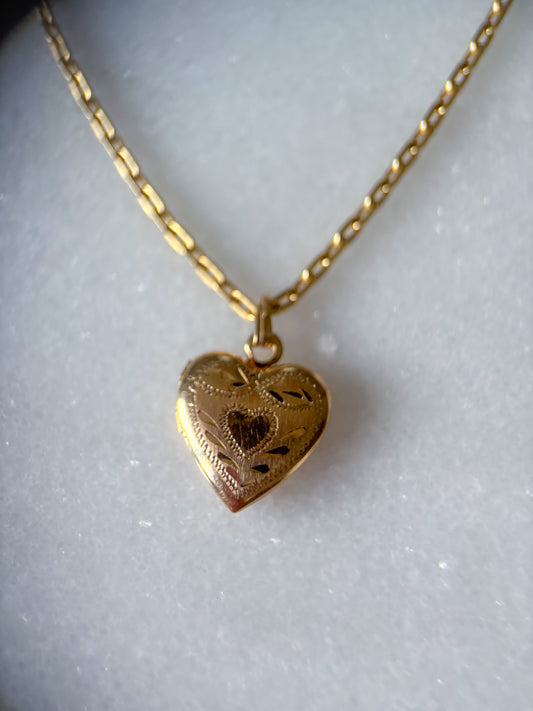 Vintage Heart Locket 14k Yellow Gold Charm