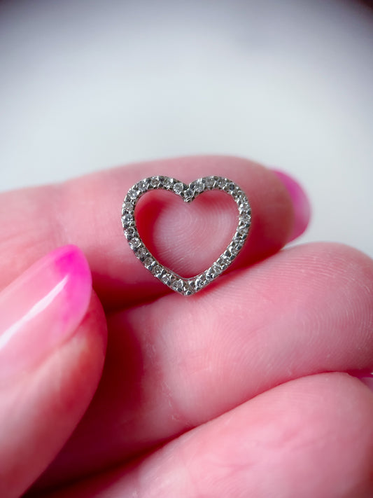 Natural Diamond Open Heart 14k White Gold Charm