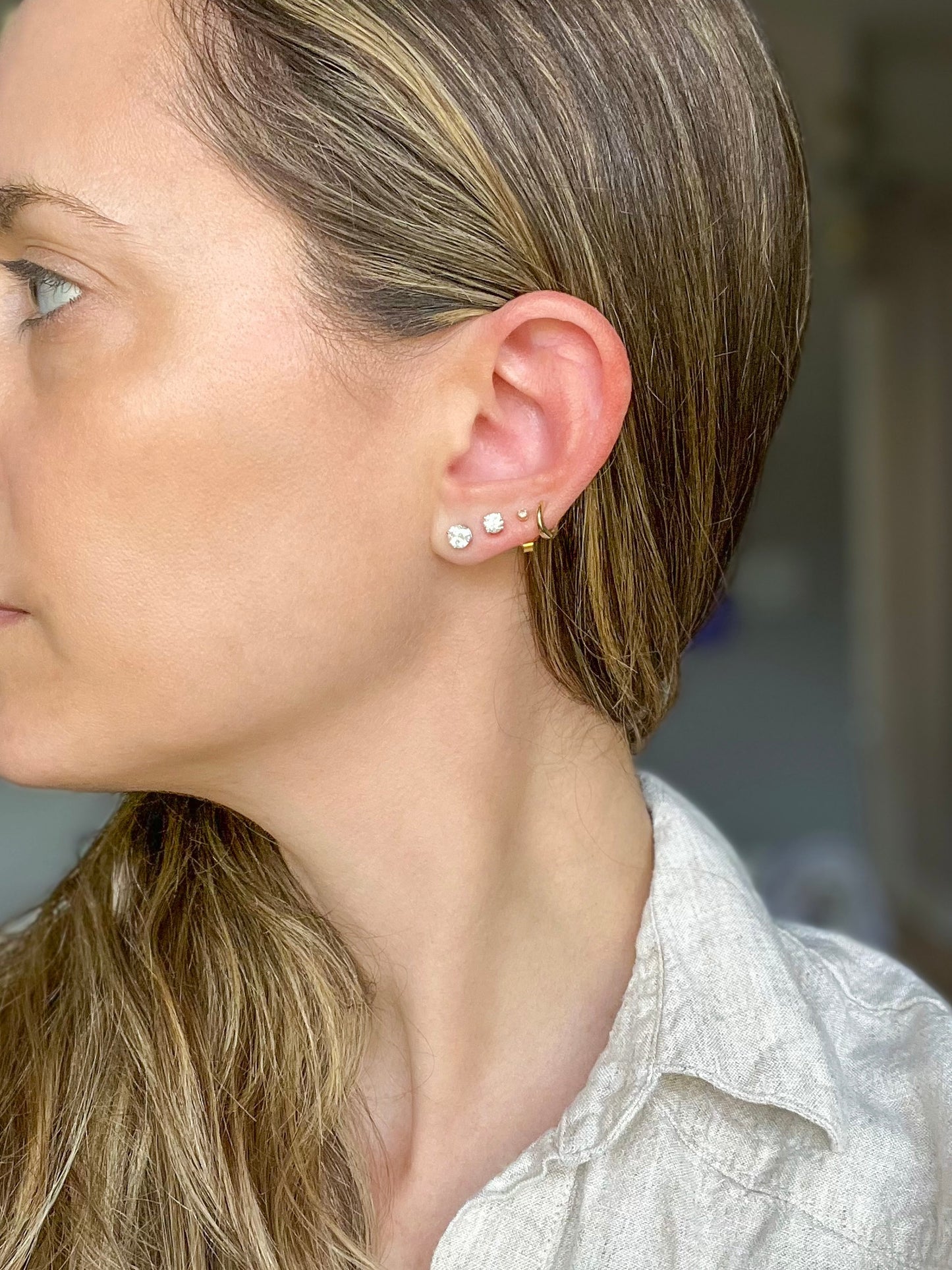 0.50cttw and 1.00 cttw Natural Diamond Stud Earrings, Mounted in 14k White Gold