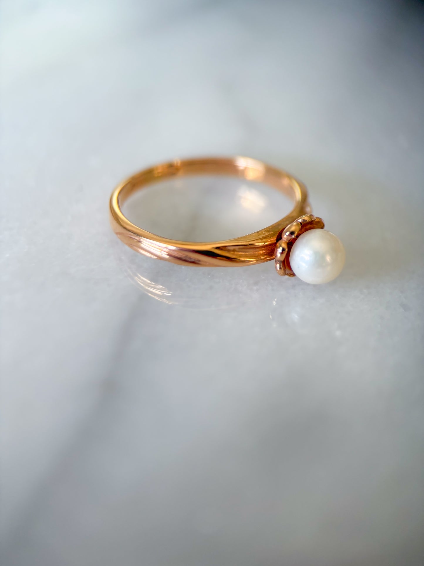 Vintage Natural Pearl 14k Yellow Gold Ring