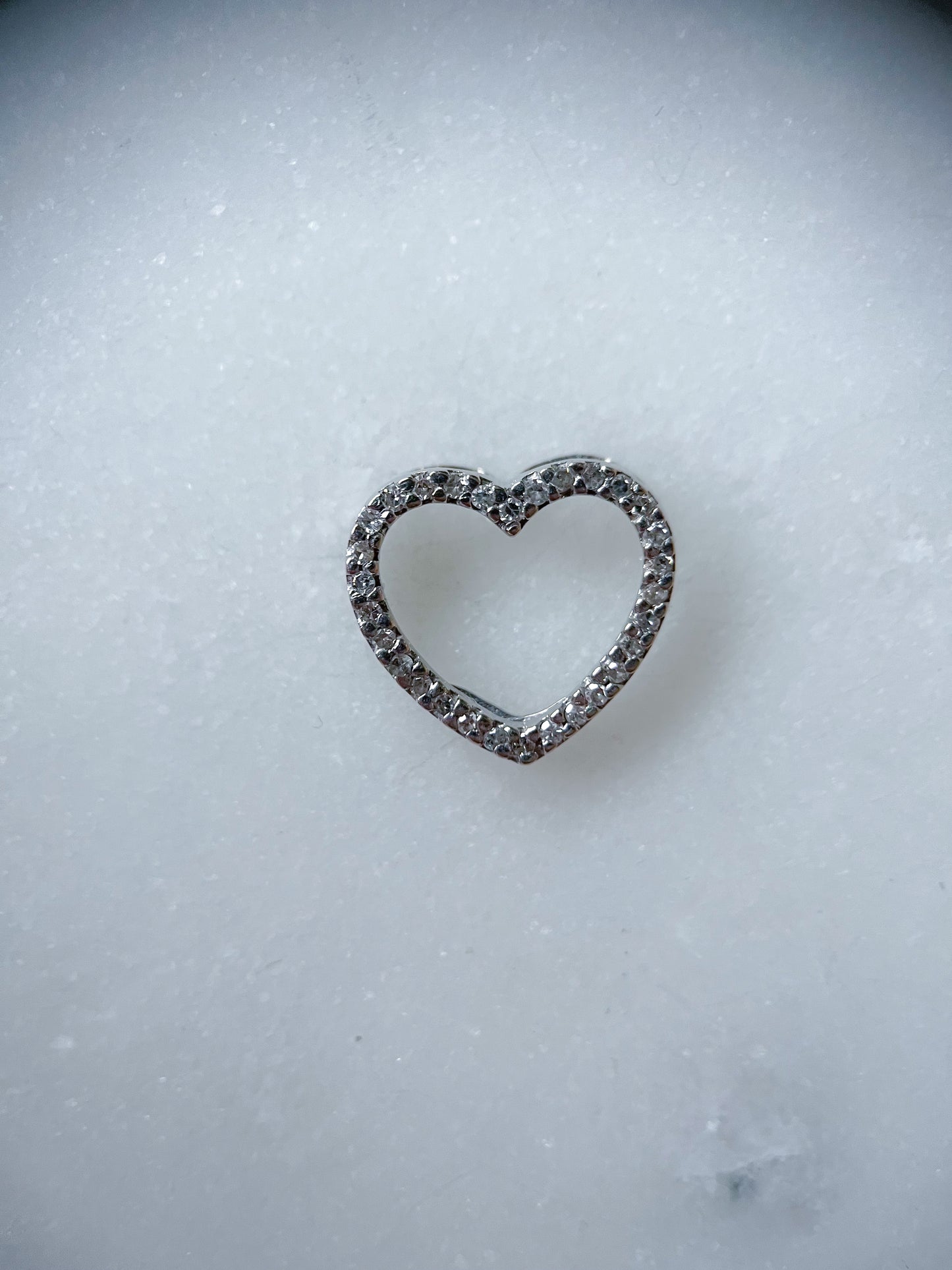 Natural Diamond Open Heart 14k White Gold Charm