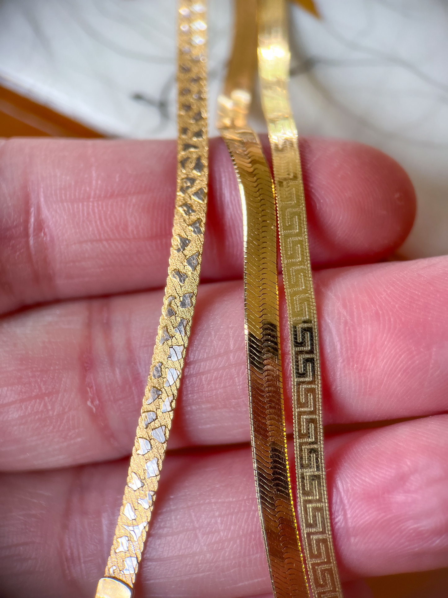 Herringbone Greek Style 10k Yellow Gold 7 Inch Bracelet