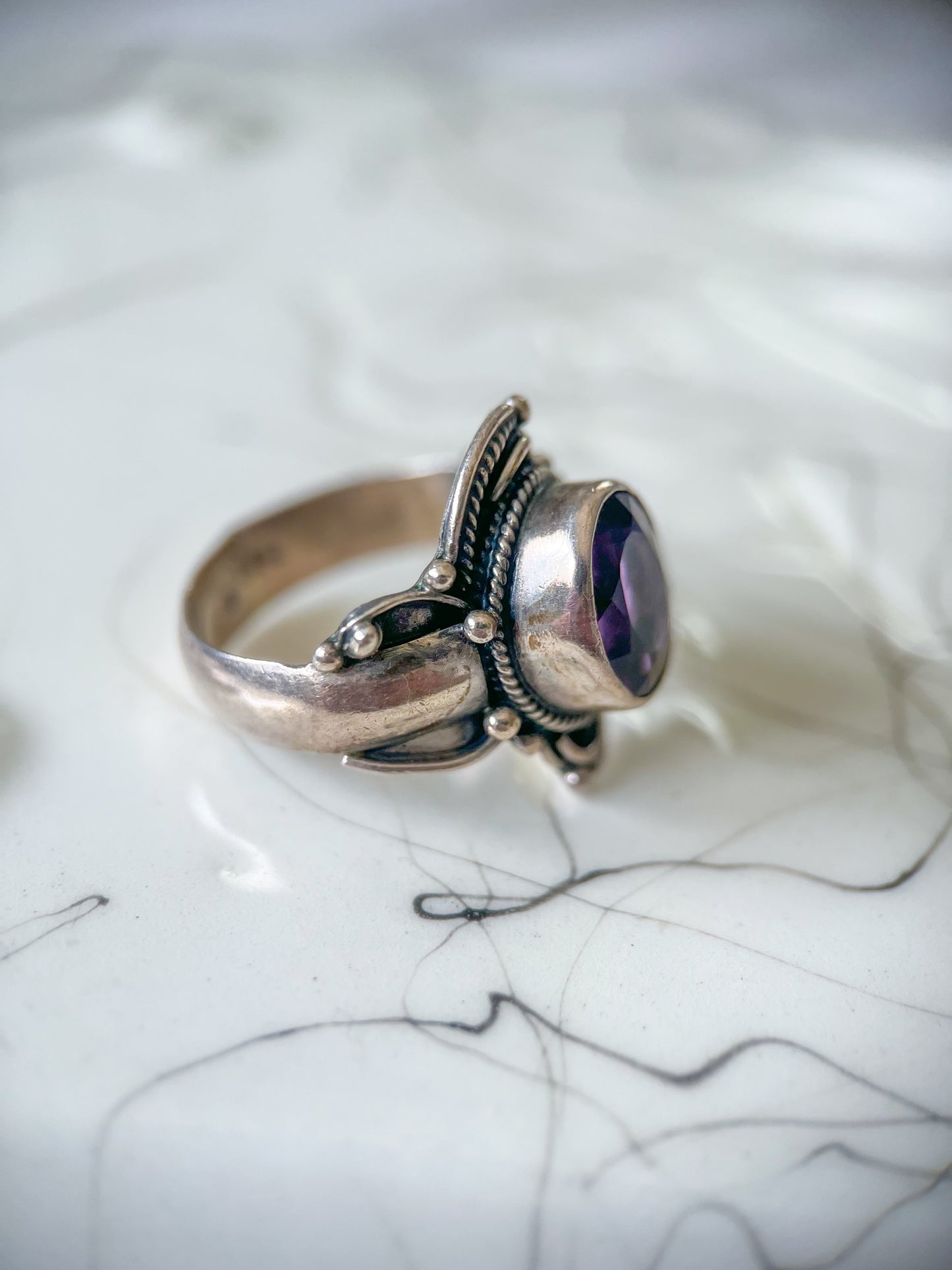 Vintage Amethyst and Sterling Silver Ring