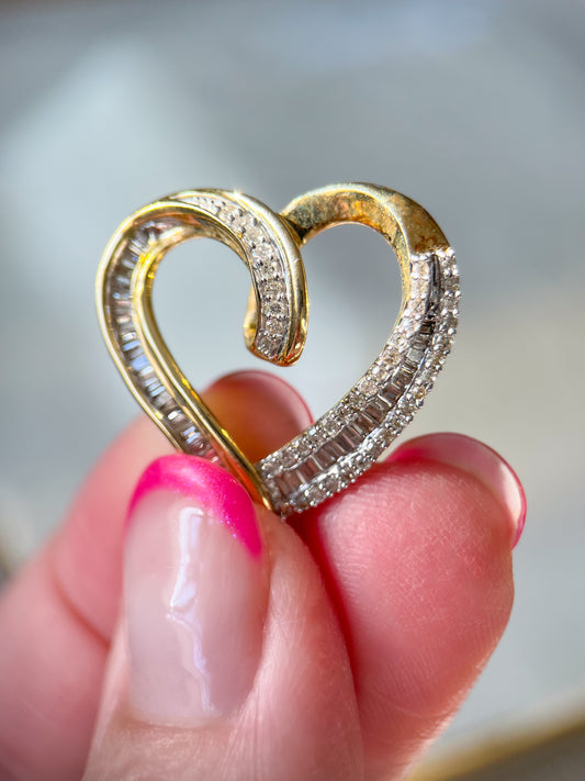 Vintage Natural Diamond Heart 10k Yellow Gold Charm