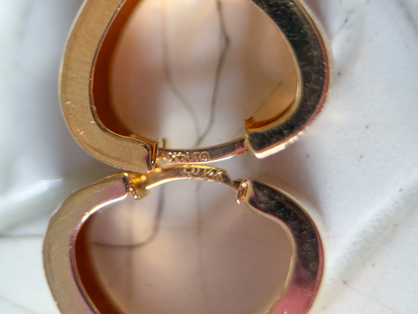 Vintage Heart Huggies 14k Yellow Gold Hoops