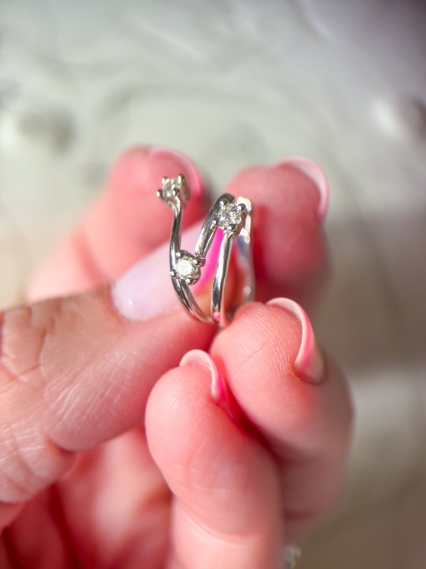 18k White Gold 3 Natural Diamond Burst Earrings