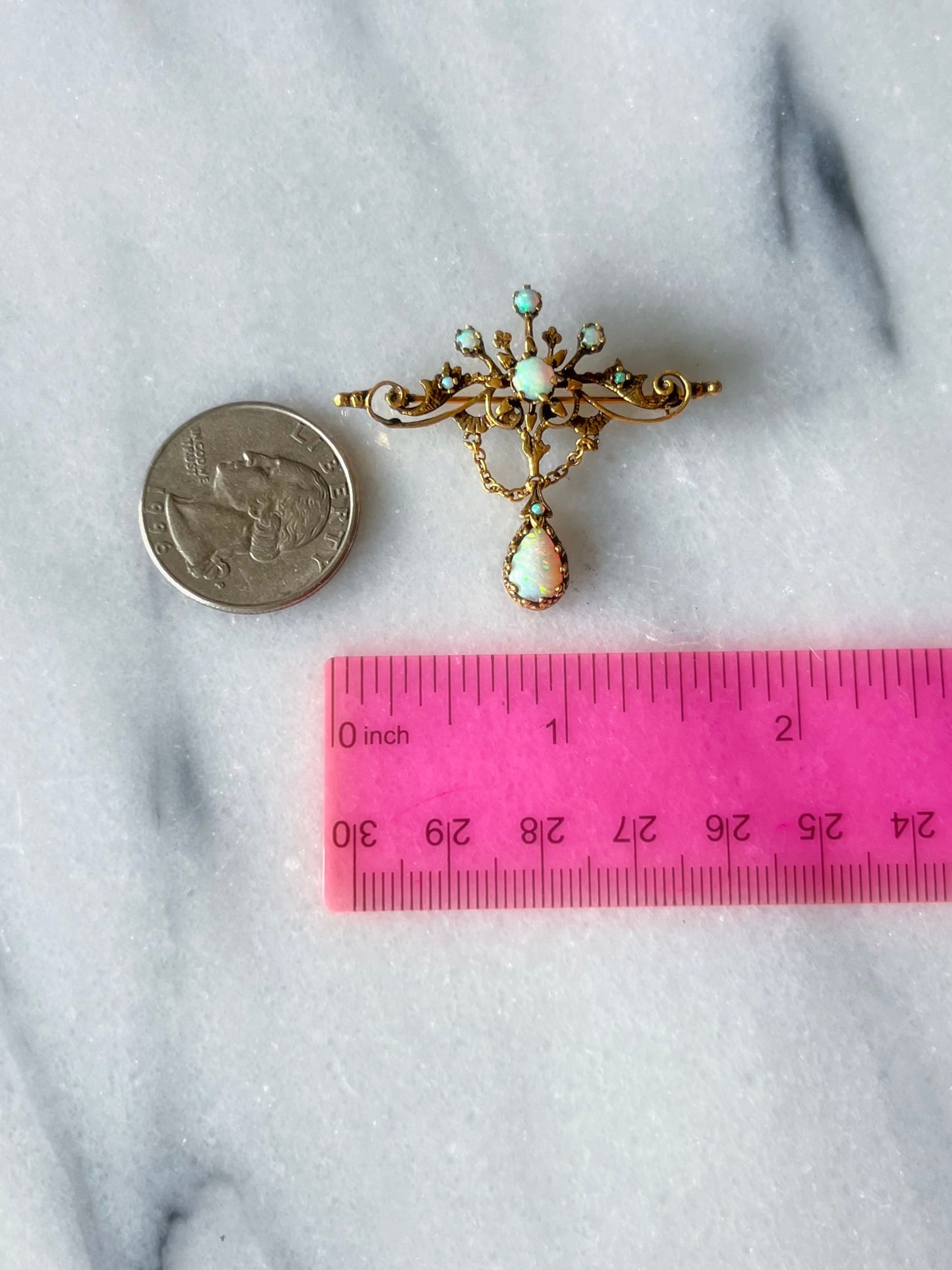 Antique Opal 14k Yellow Gold Pin and Pendant