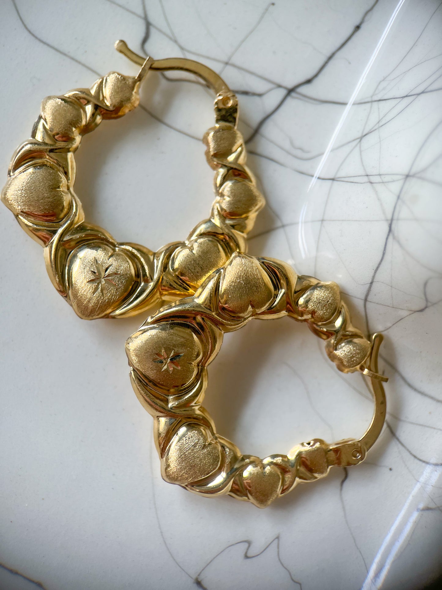 Various Heart 10k Yellow Gold Hoops - 3 Sizes