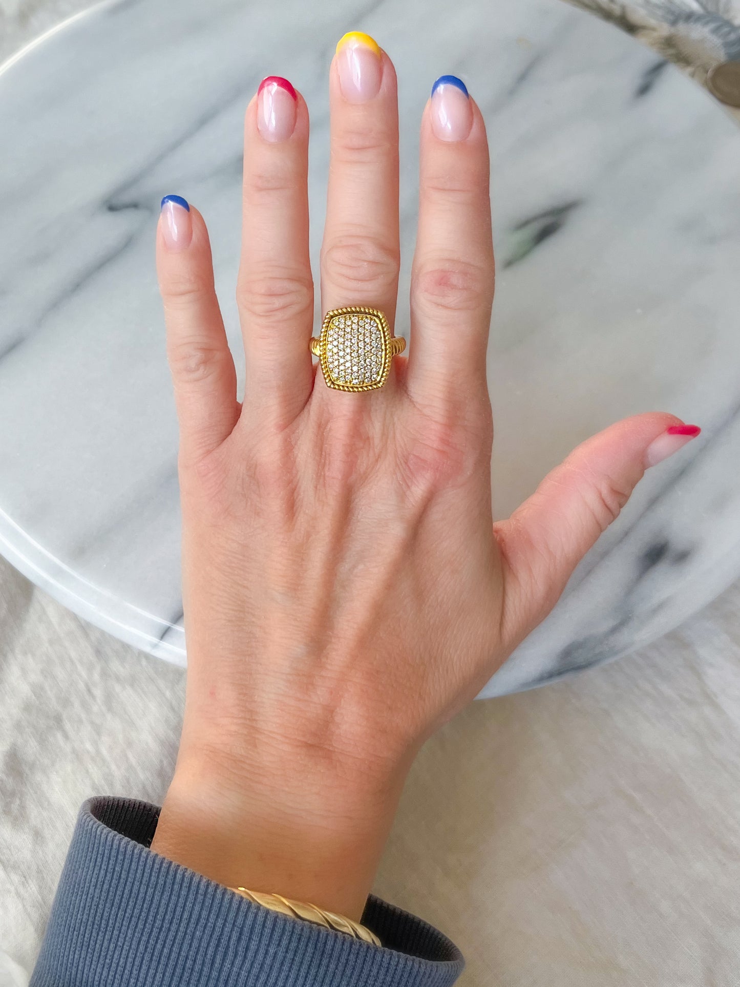 Vintage Natural Diamond 18k Yellow Gold Ring