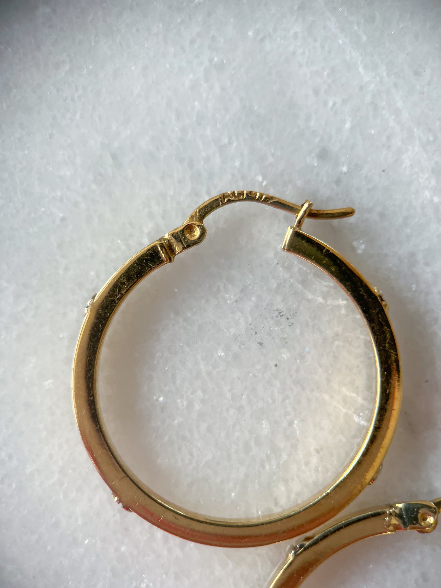 Vintage L0VE Style 10k Yellow Gold Large Thin Hoops