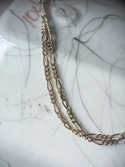 Vintage Figaro Chain Sterling Silver 18 Inch Chain Necklace