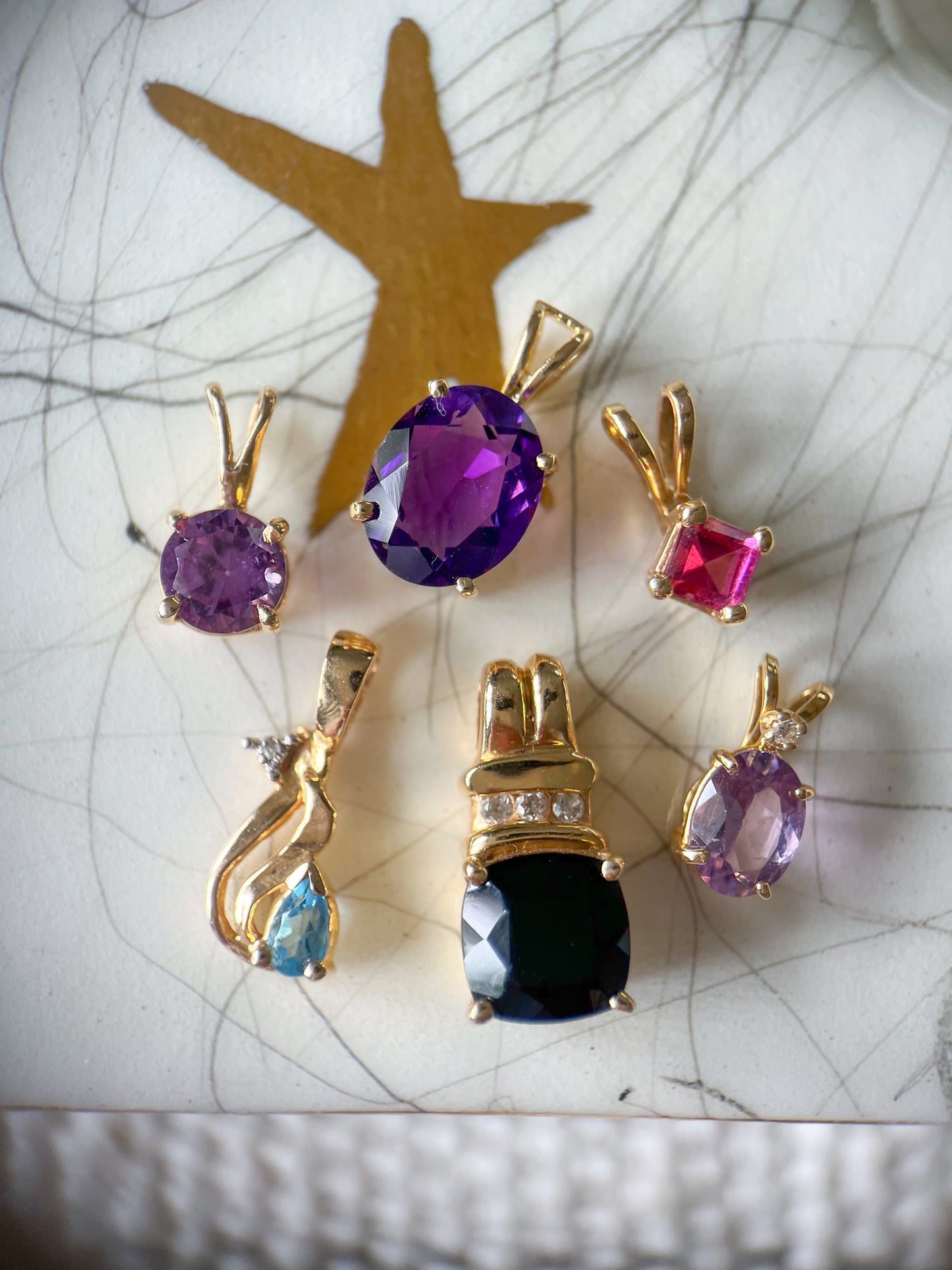 Vintage Pear Shaped Topaz with Natural Diamond 14k Yellow Gold