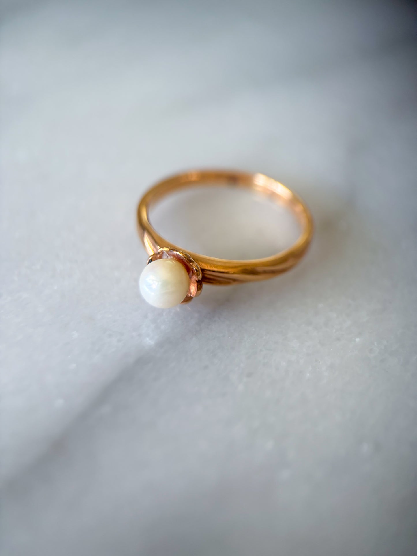Vintage Natural Pearl 14k Yellow Gold Ring