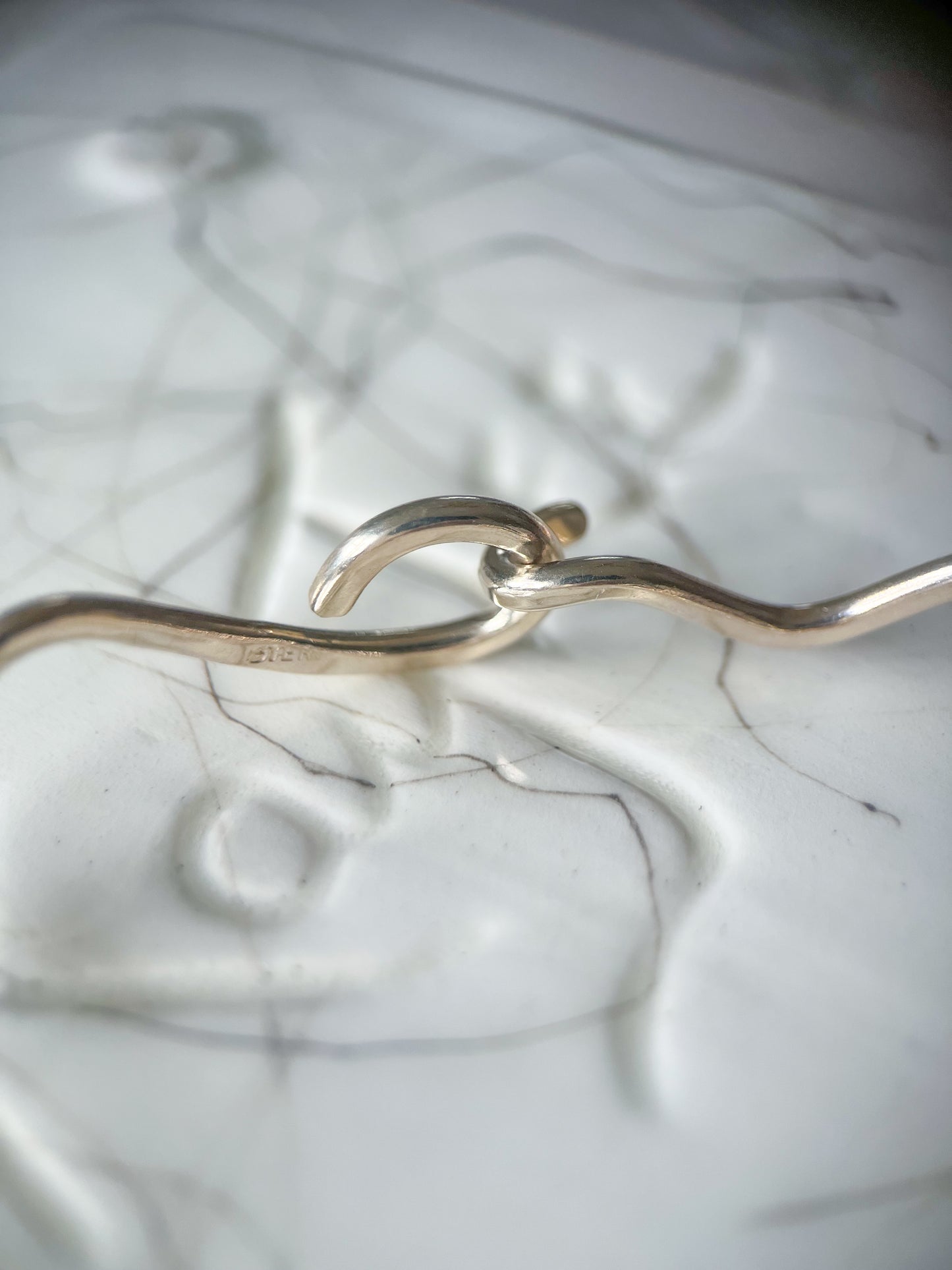Vintage Wavy Bangle Sterling Silver Bracelet, circa 1990s