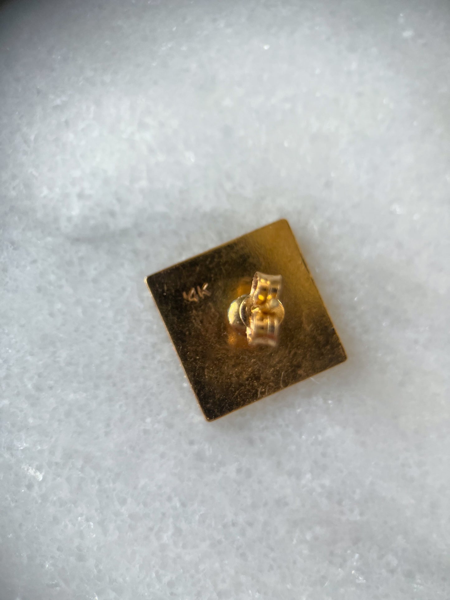 Vintage Flat Square 14k Yellow Gold Stud Earrings