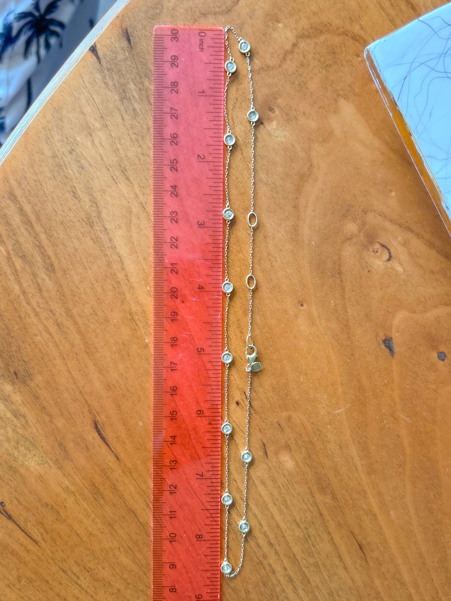 Vintage Natural Diamond by the Yard 18 Inch Chain Necklace in 14k Yellow Gold
