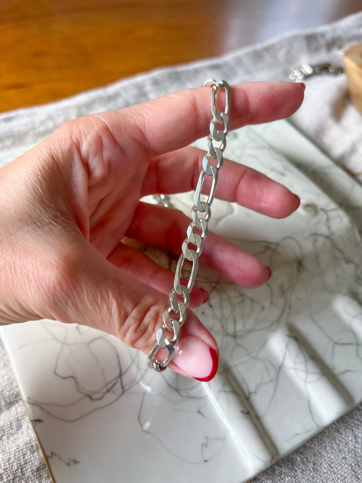 Vintage Figaro Chain Sterling Silver 20 Inch Chain Necklace, circa 1990s