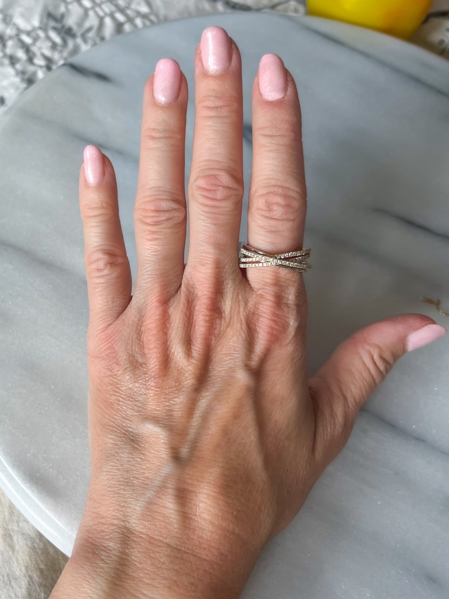 Natural Diamond Tri Colored 14k Yellow and White Gold Band Ring