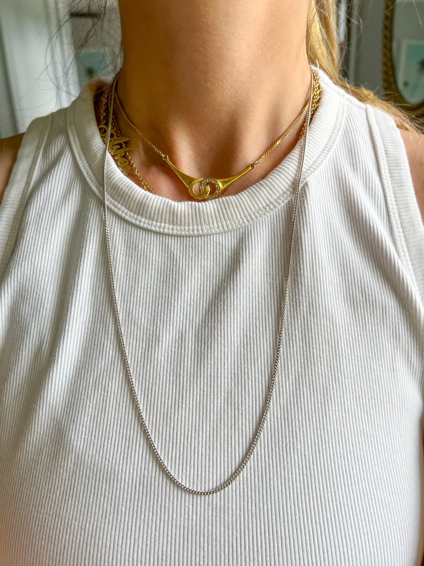Vintage Curb Chain Sterling Silver 24 Inch Chain Necklace