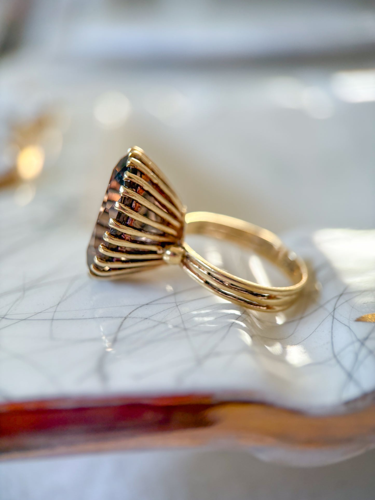 Vintage Smokey Topaz 14k Yellow Gold Ring