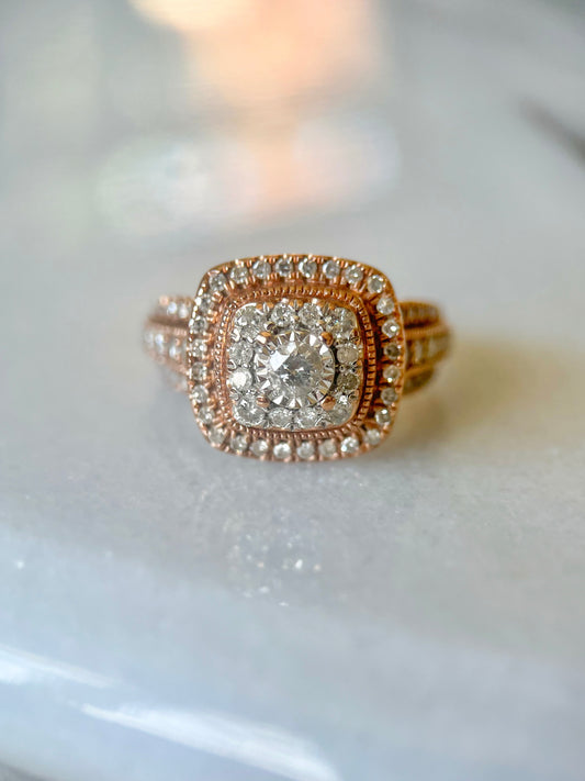 Natural Diamond 10k Rose Gold Ring