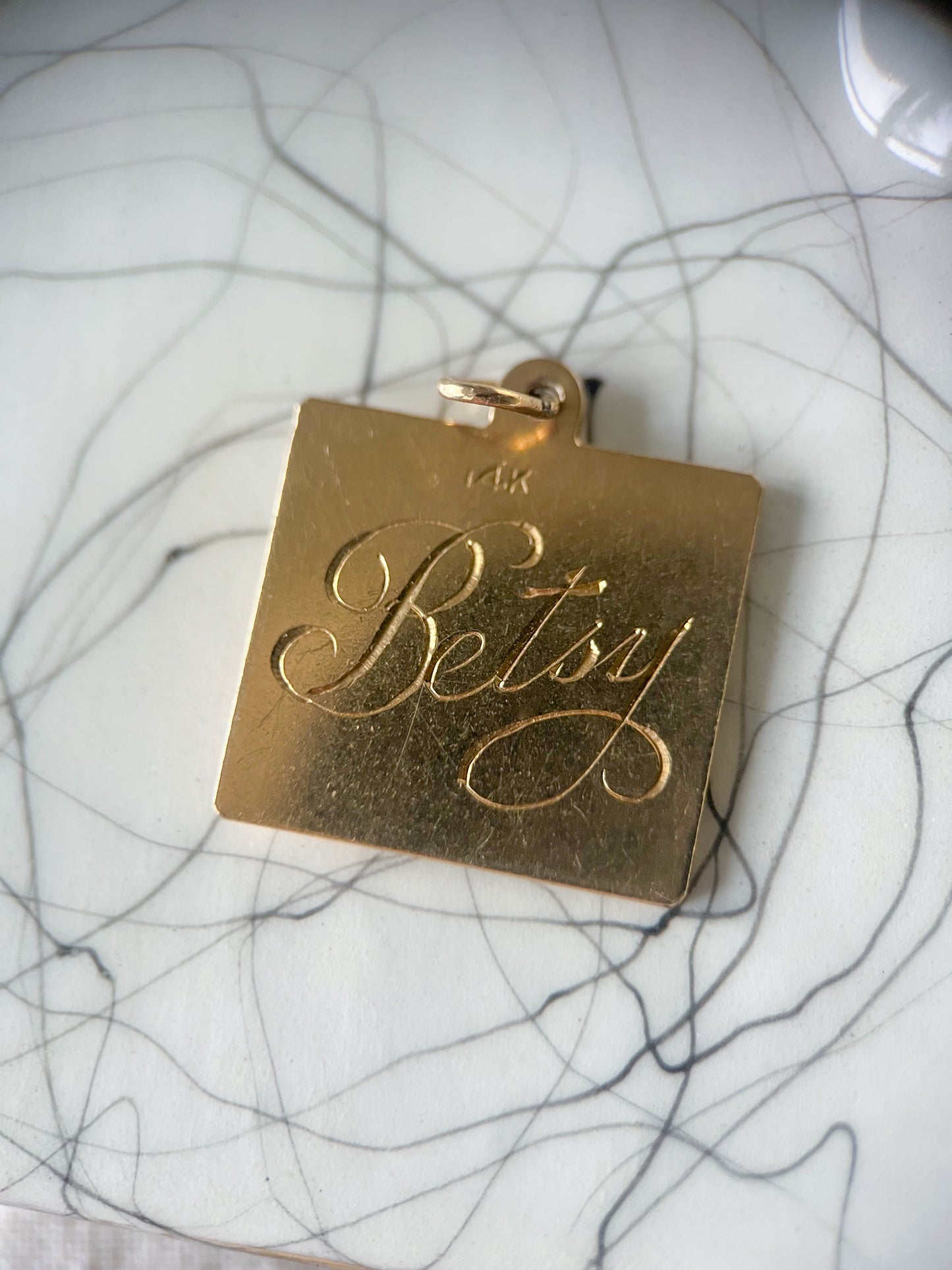 Vintage Calendar with Natural Sapphire 14k Yellow Gold Charm, circa 1950s