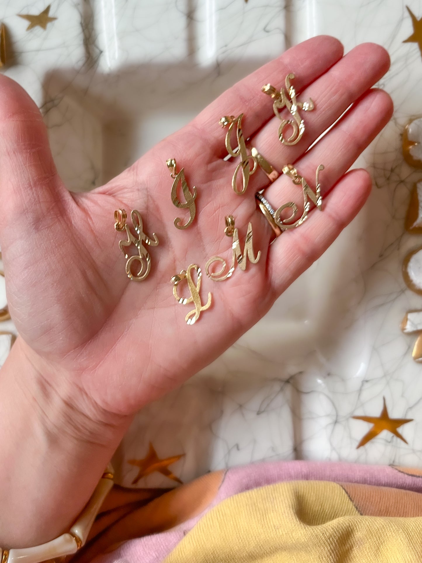 10k Yellow Gold Simple Initial Letter Charms