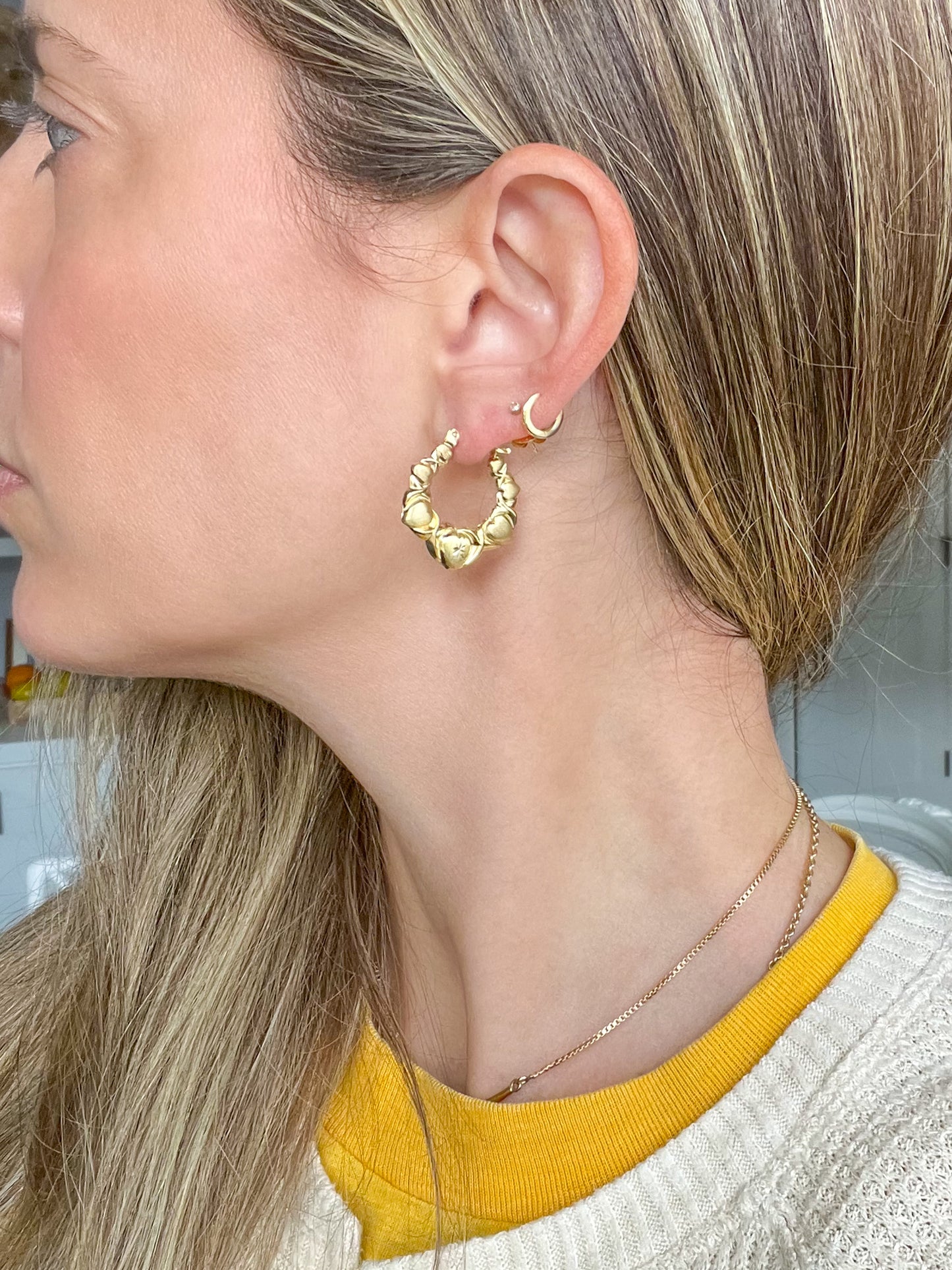 Various Heart 10k Yellow Gold Hoops - 3 Sizes