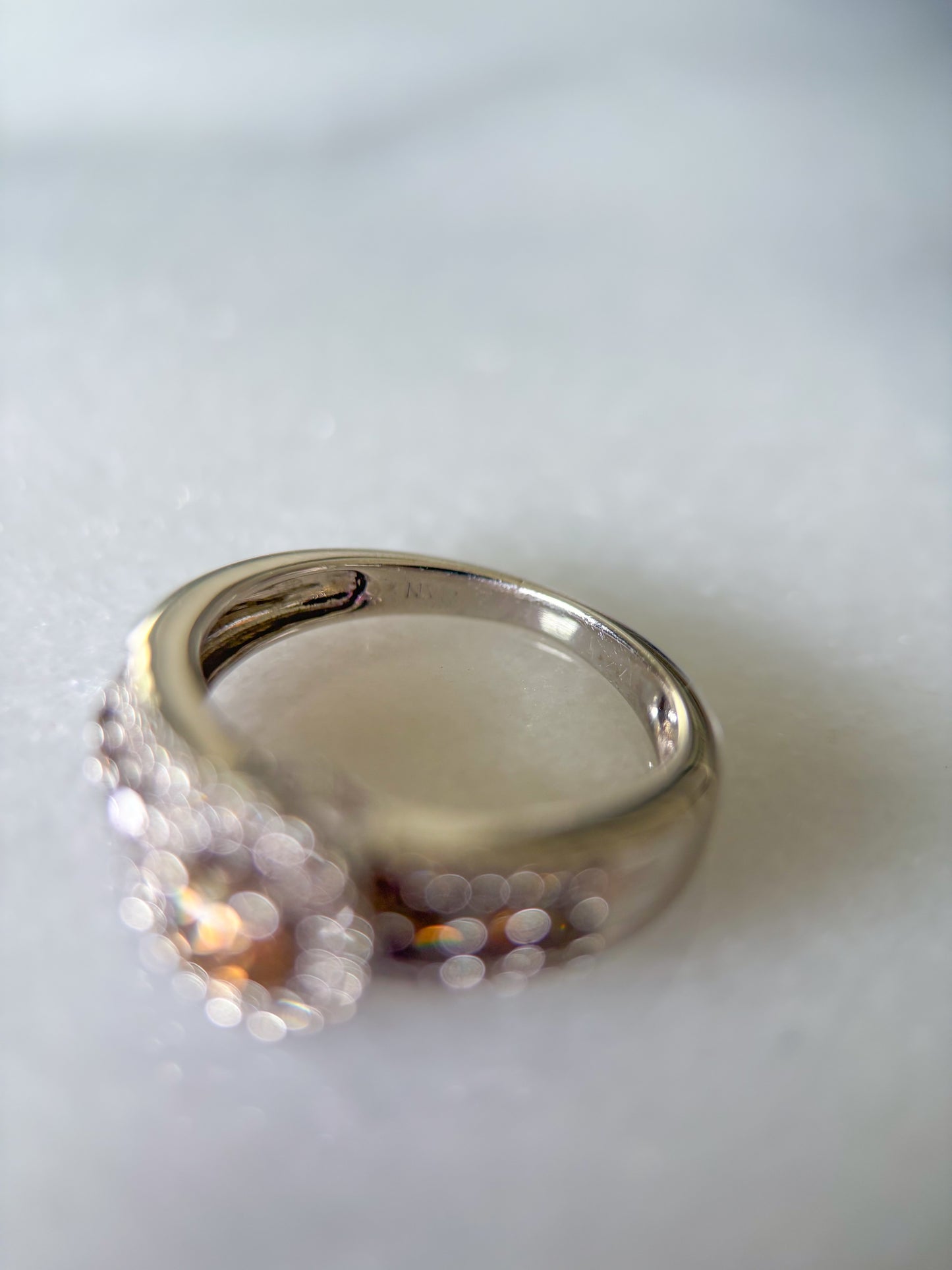 Vintage Natural White and Chocolate Diamonds 14k White Gold Ring