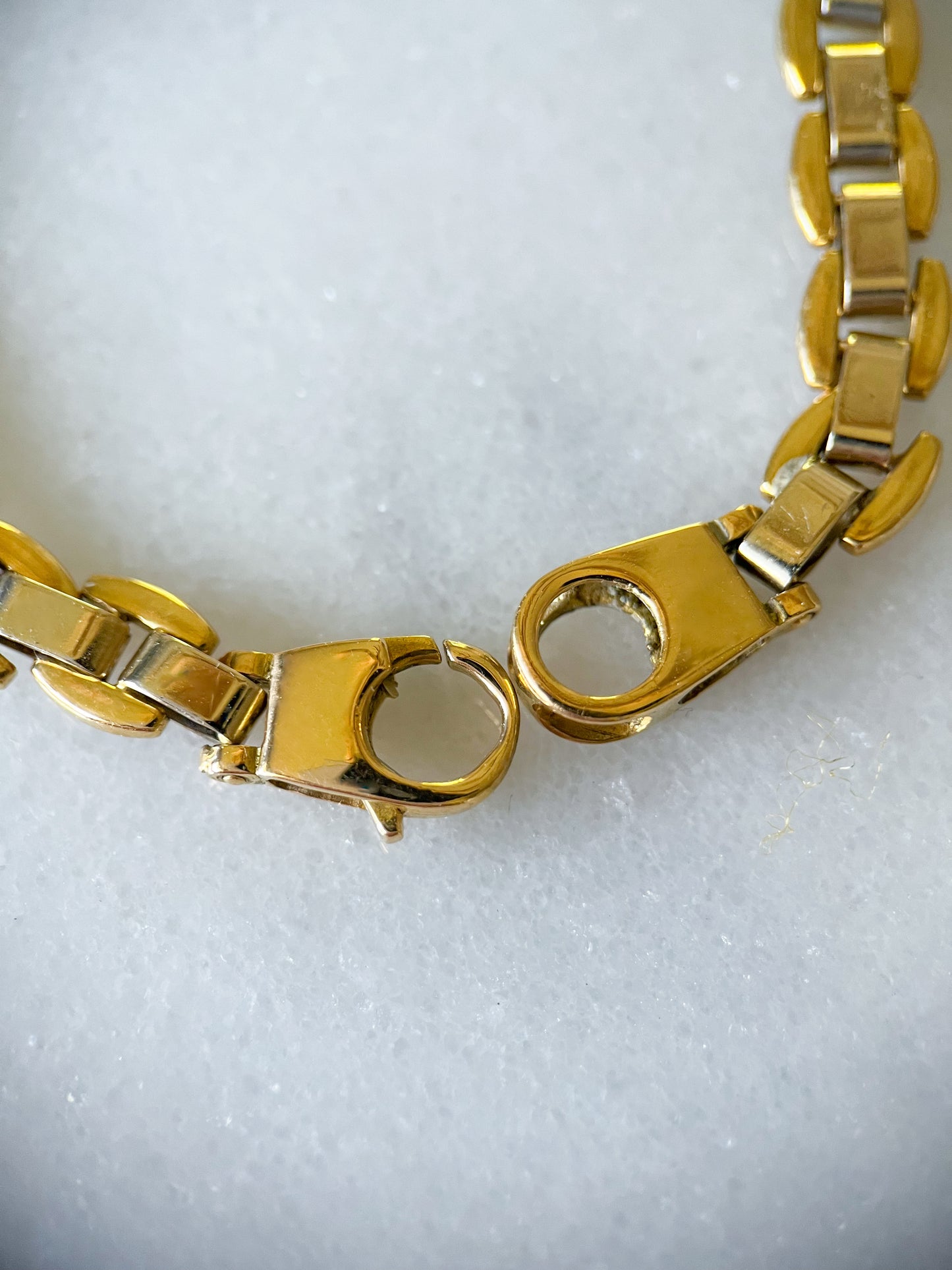 Vintage 18k Yellow and White Gold, Two Toned ID 8.5 Inch Bracelet