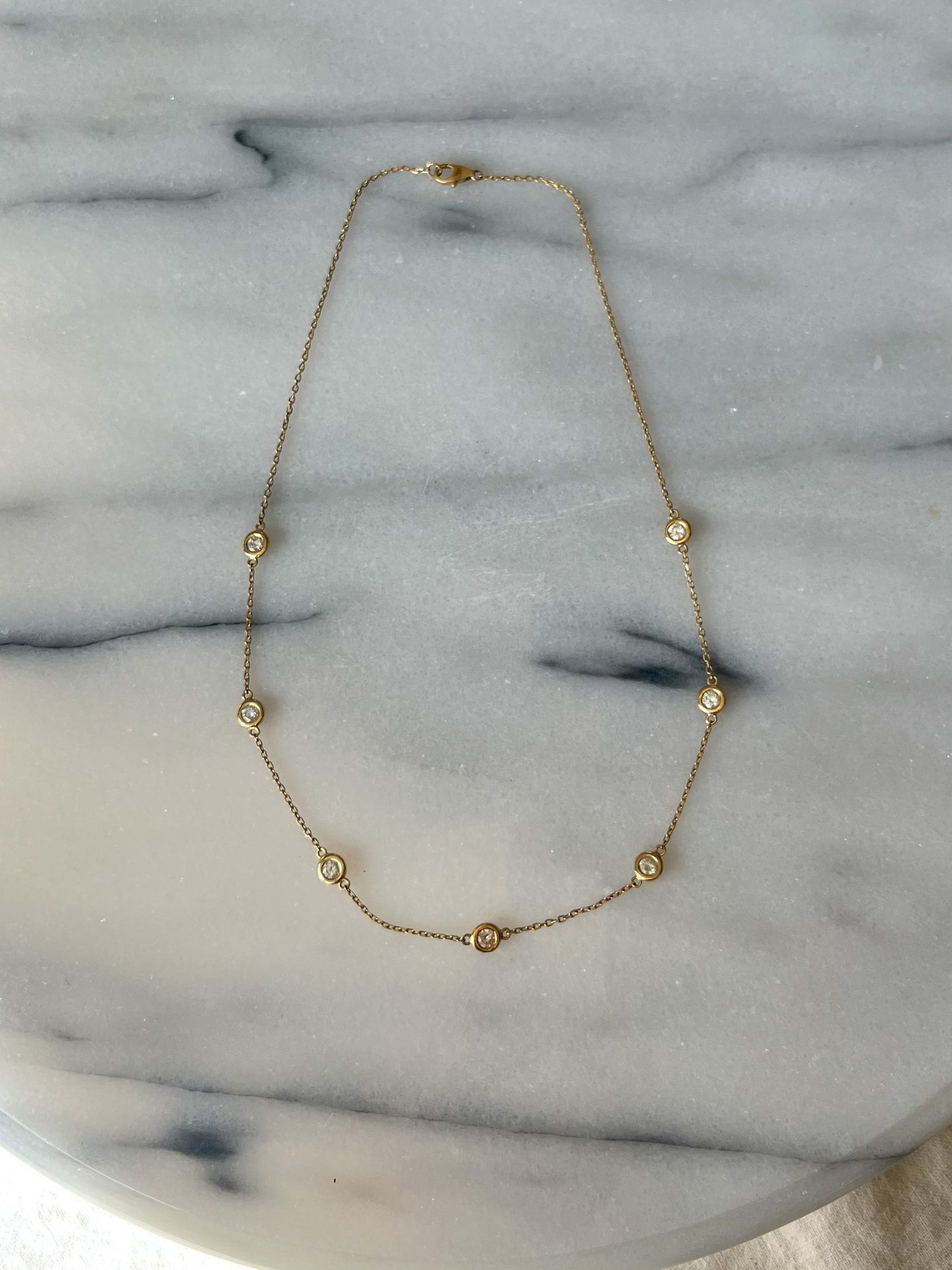 Natural Diamond by the Yard 16 Inch Chain Necklace in 14k Yellow Gold