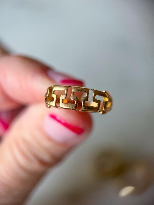 Vintage Geometric 14k Yellow Gold Ring