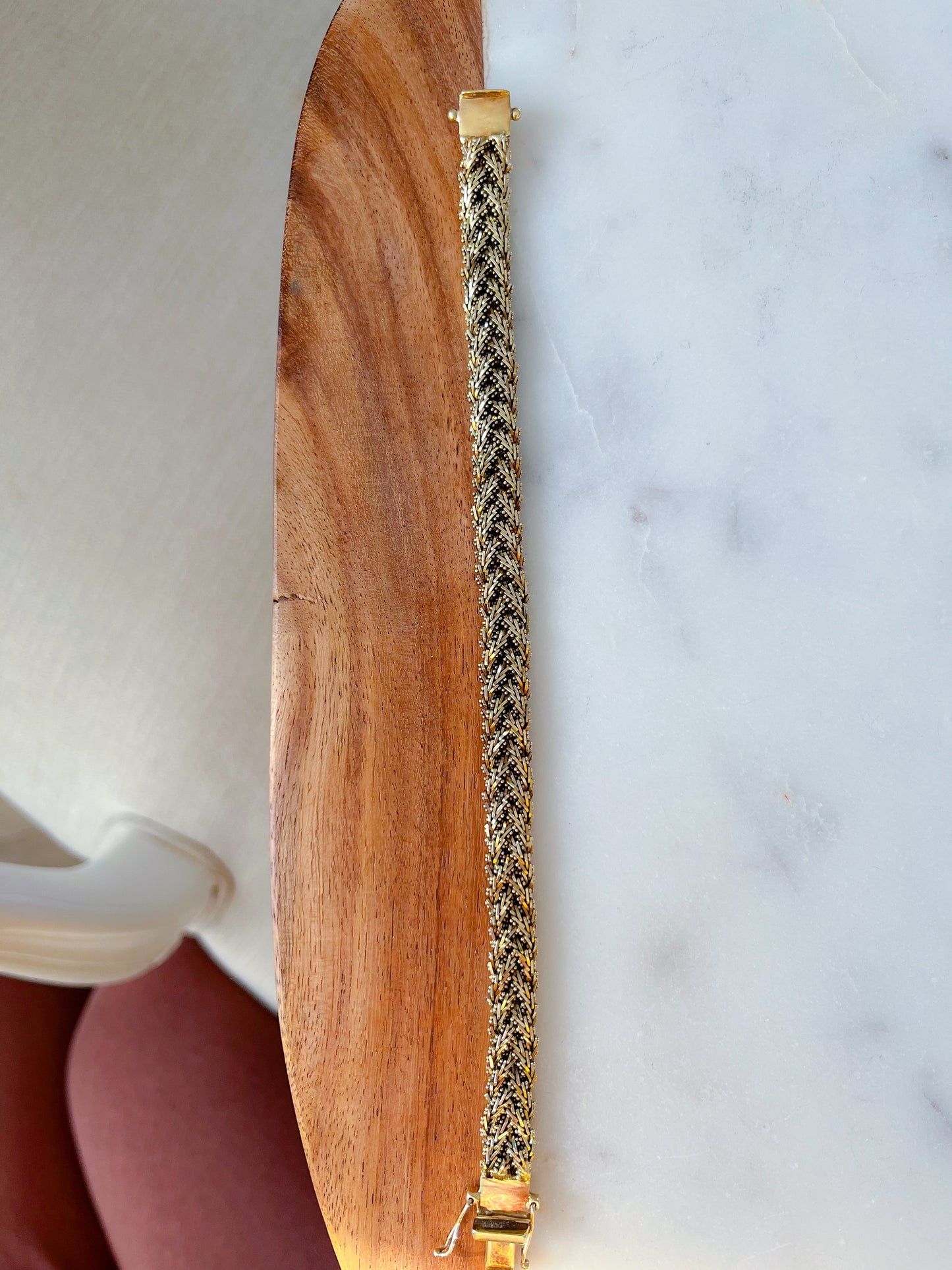 Vintage Weaved 14k Yellow Gold 7 3/4 Inch Bracelet
