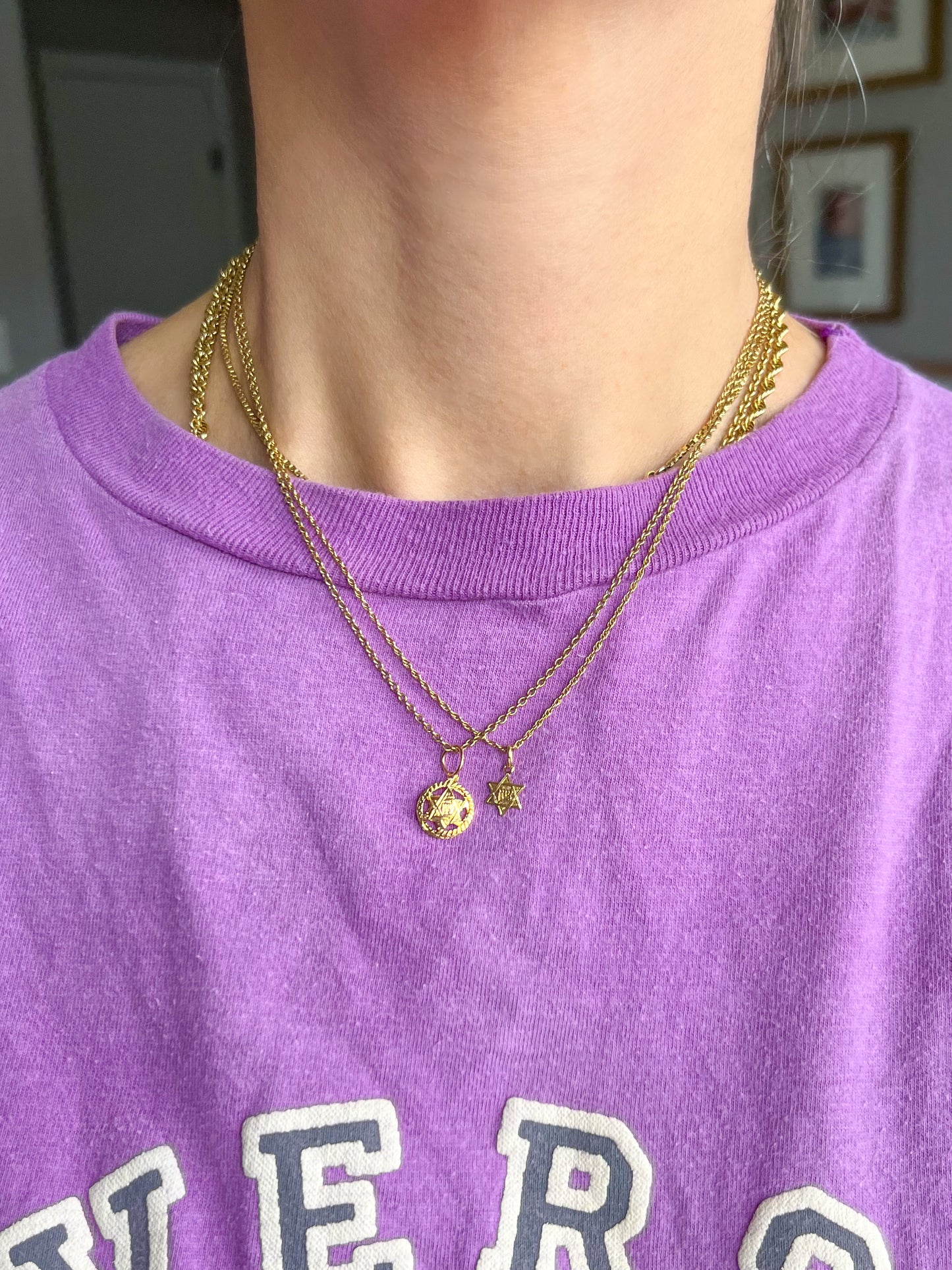 Vintage Mini 14k Yellow Gold Judaica Star of David Charms