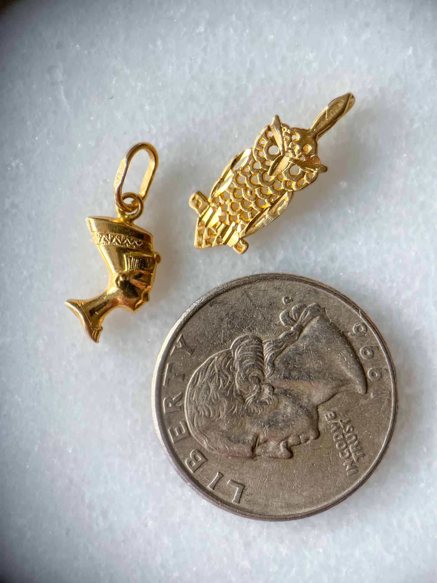 Vintage Small Owl 14k Yellow Gold Charm